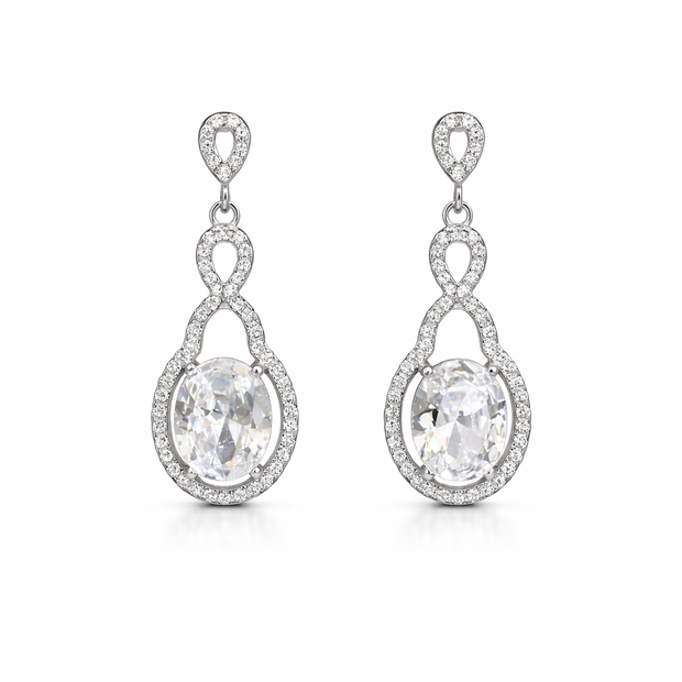Elegant Oval Drop Stone Earrings