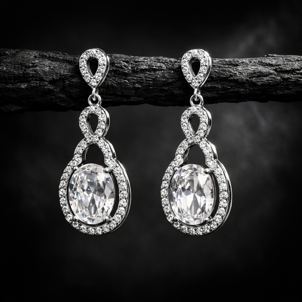 Elegant Oval Drop Stone Earrings