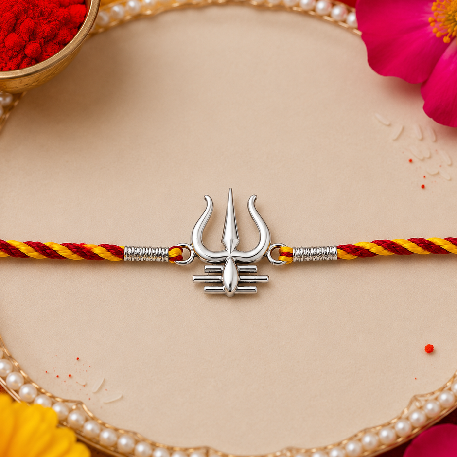 Trishul Mahadev Silver Rakhi
