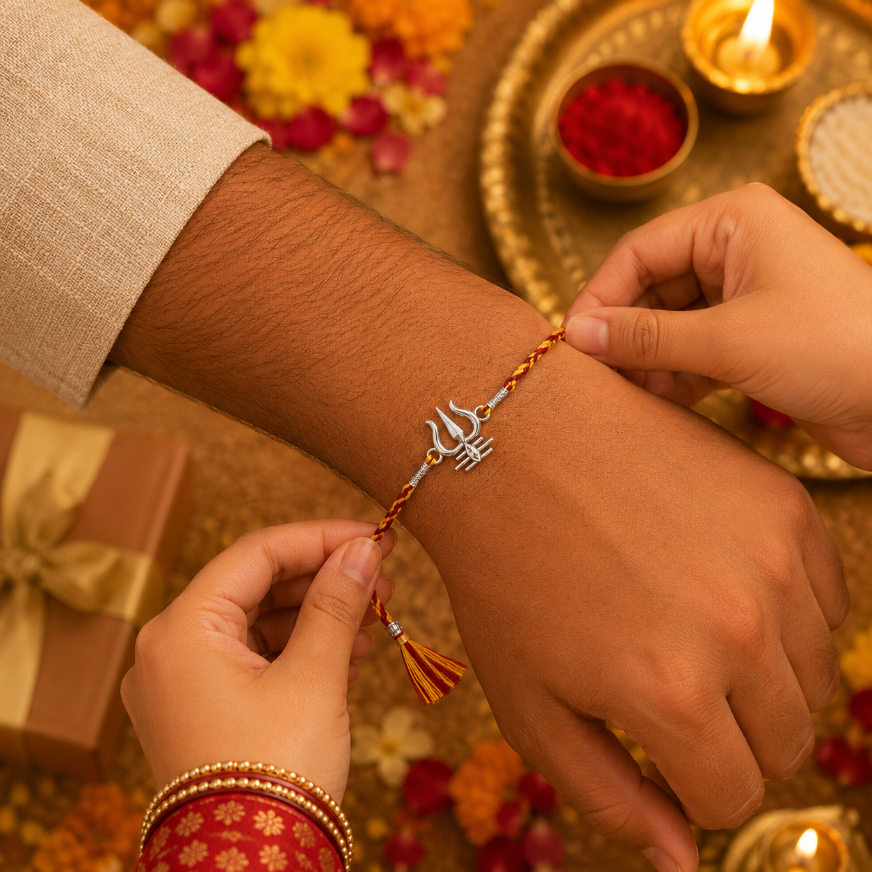 Trishul Mahadev Silver Rakhi