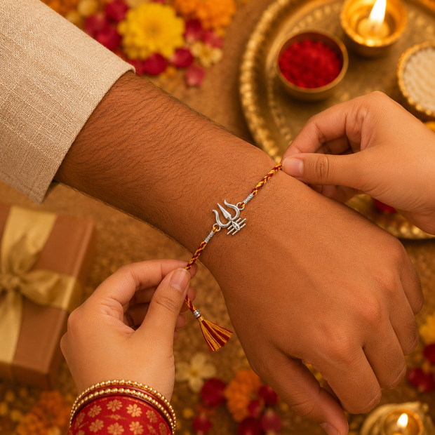 Trishul Mahadev Silver Rakhi