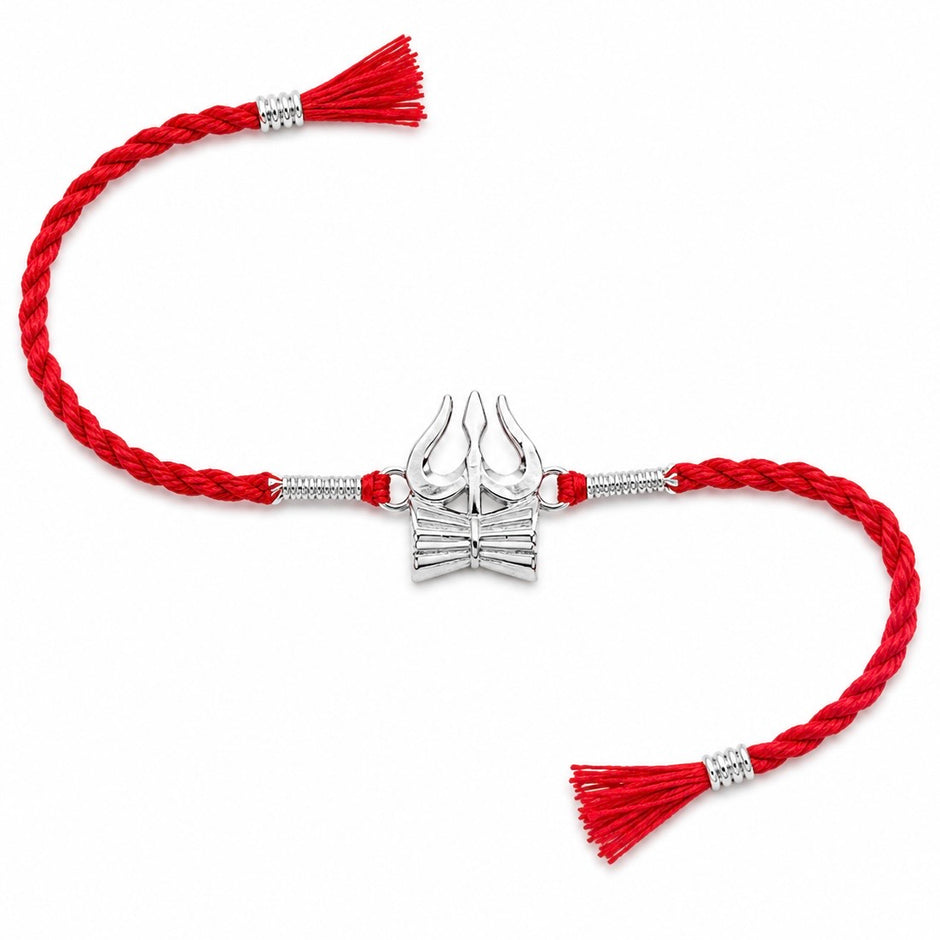 Trishul Damru Silver Rakhi