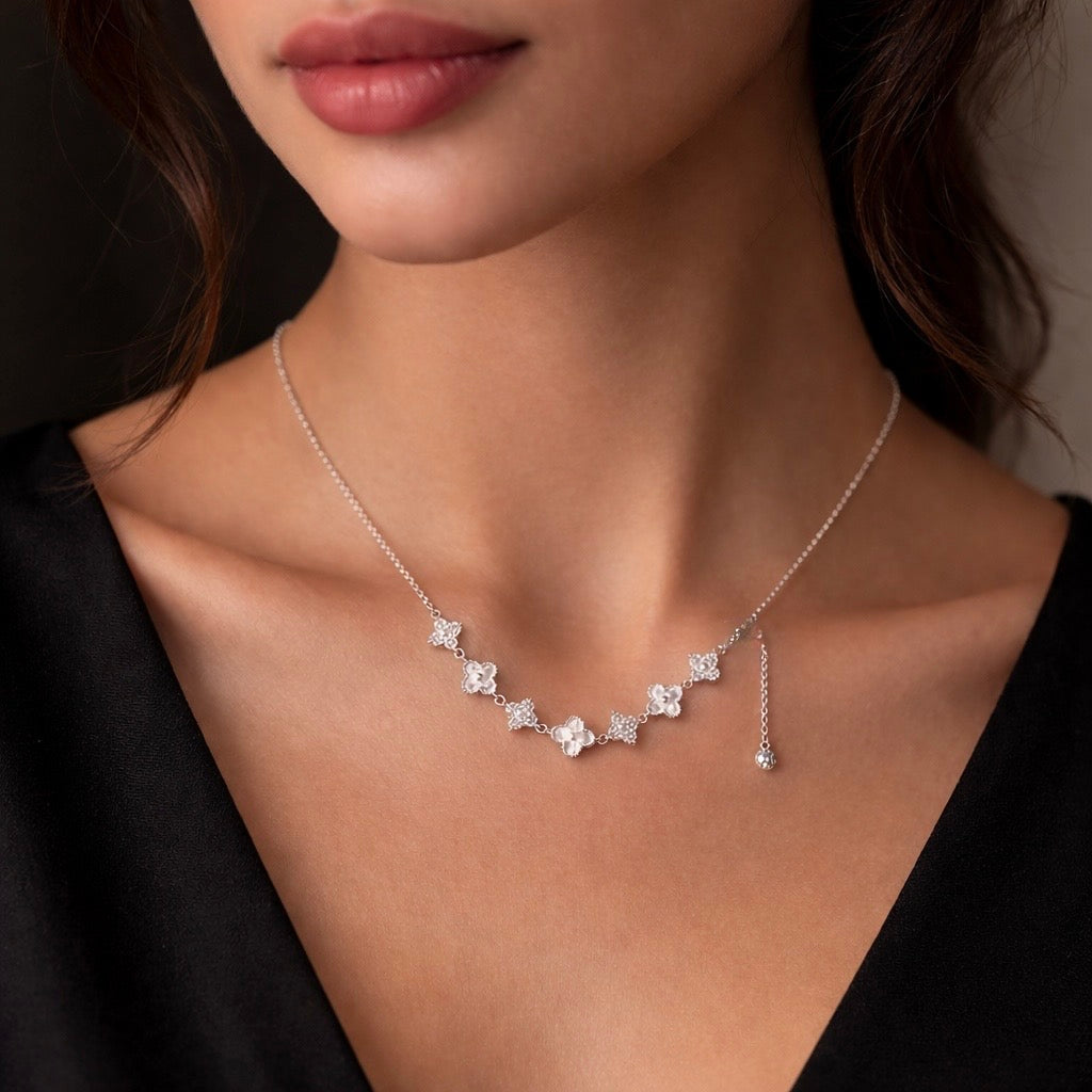 Floral Charm Station Necklace