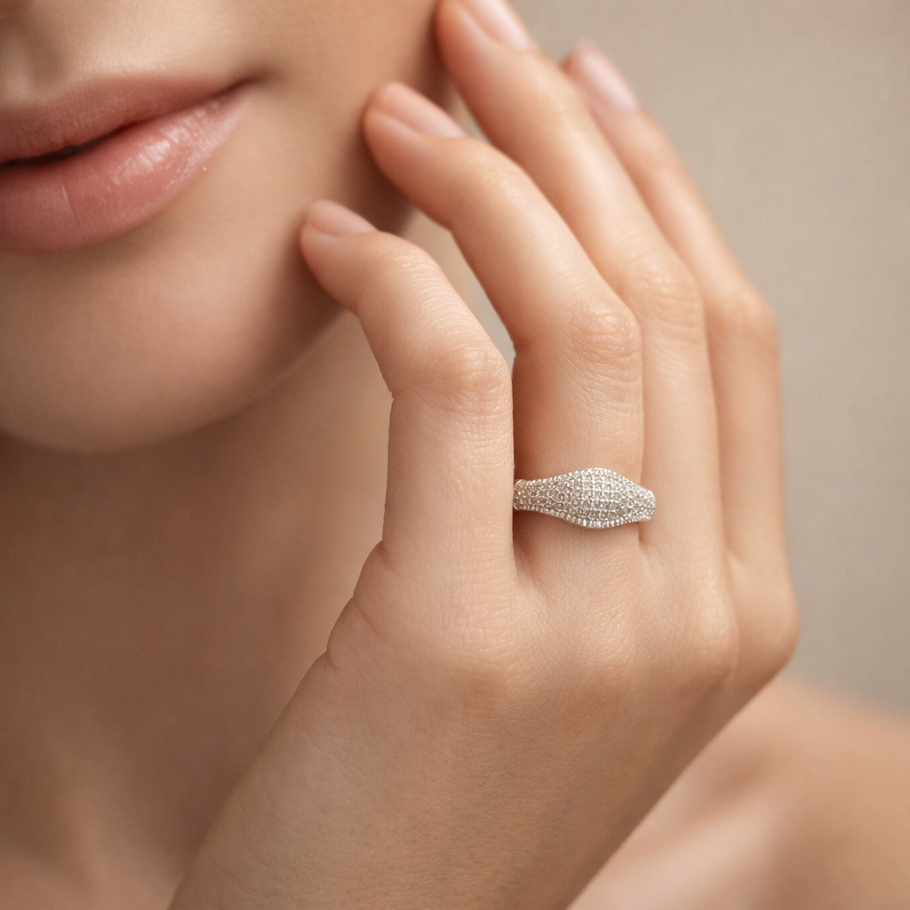 Pave Dome Statement Band Ring