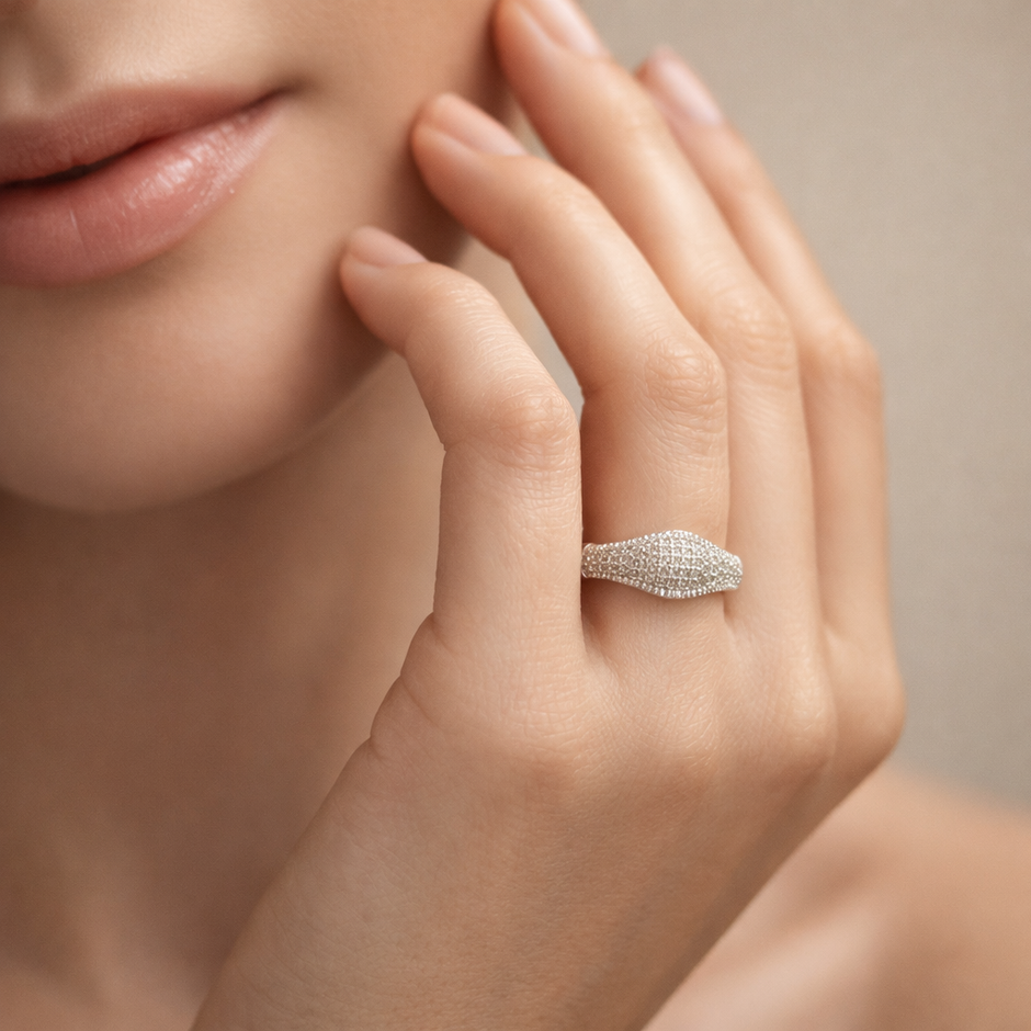 Pave Dome Statement Band Ring