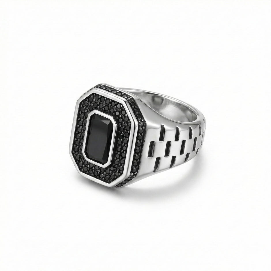 Onyx Pave Signet Ring