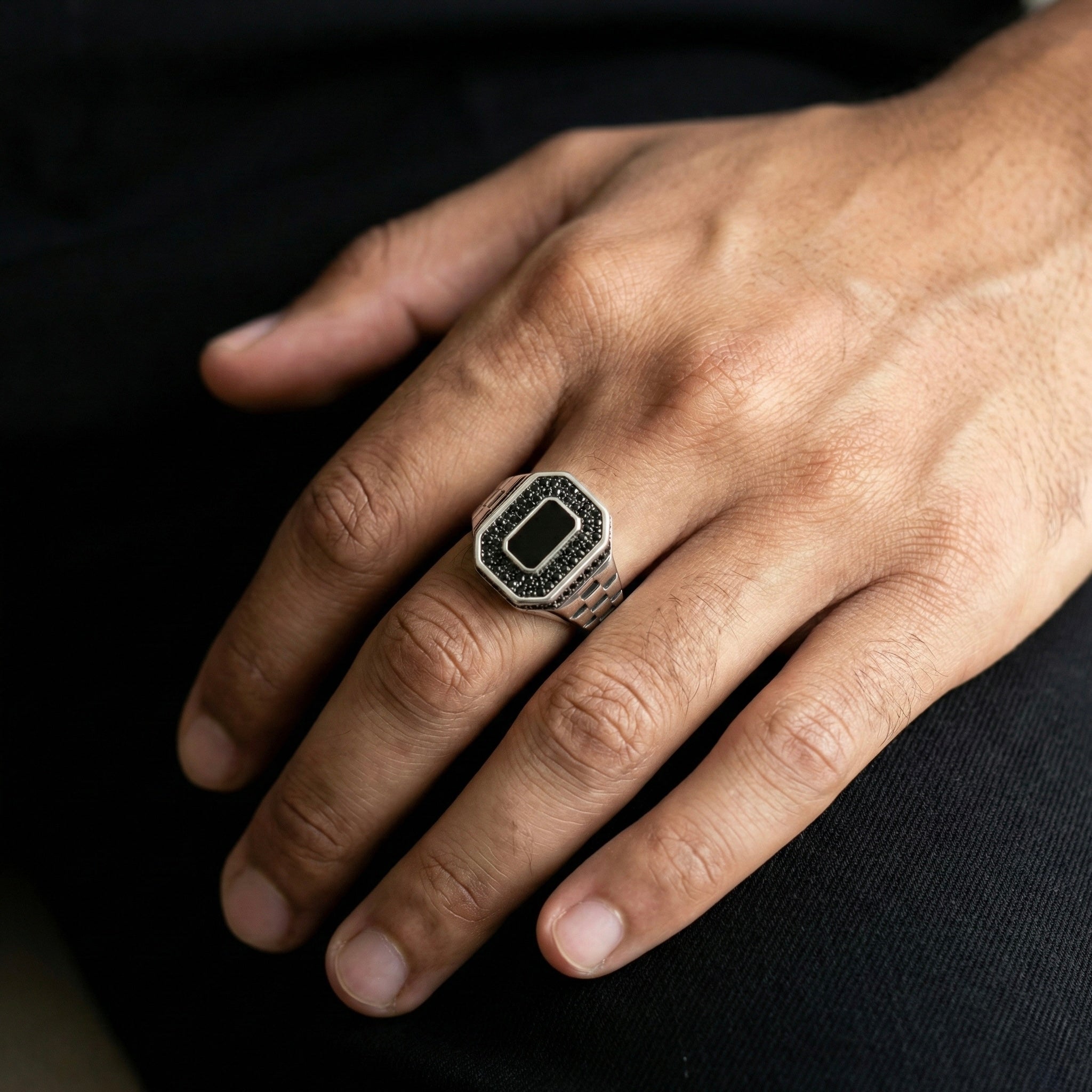 Onyx Pave Signet Ring