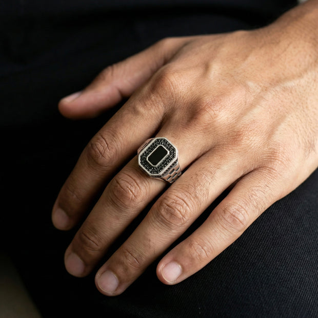 Onyx Pave Signet Ring
