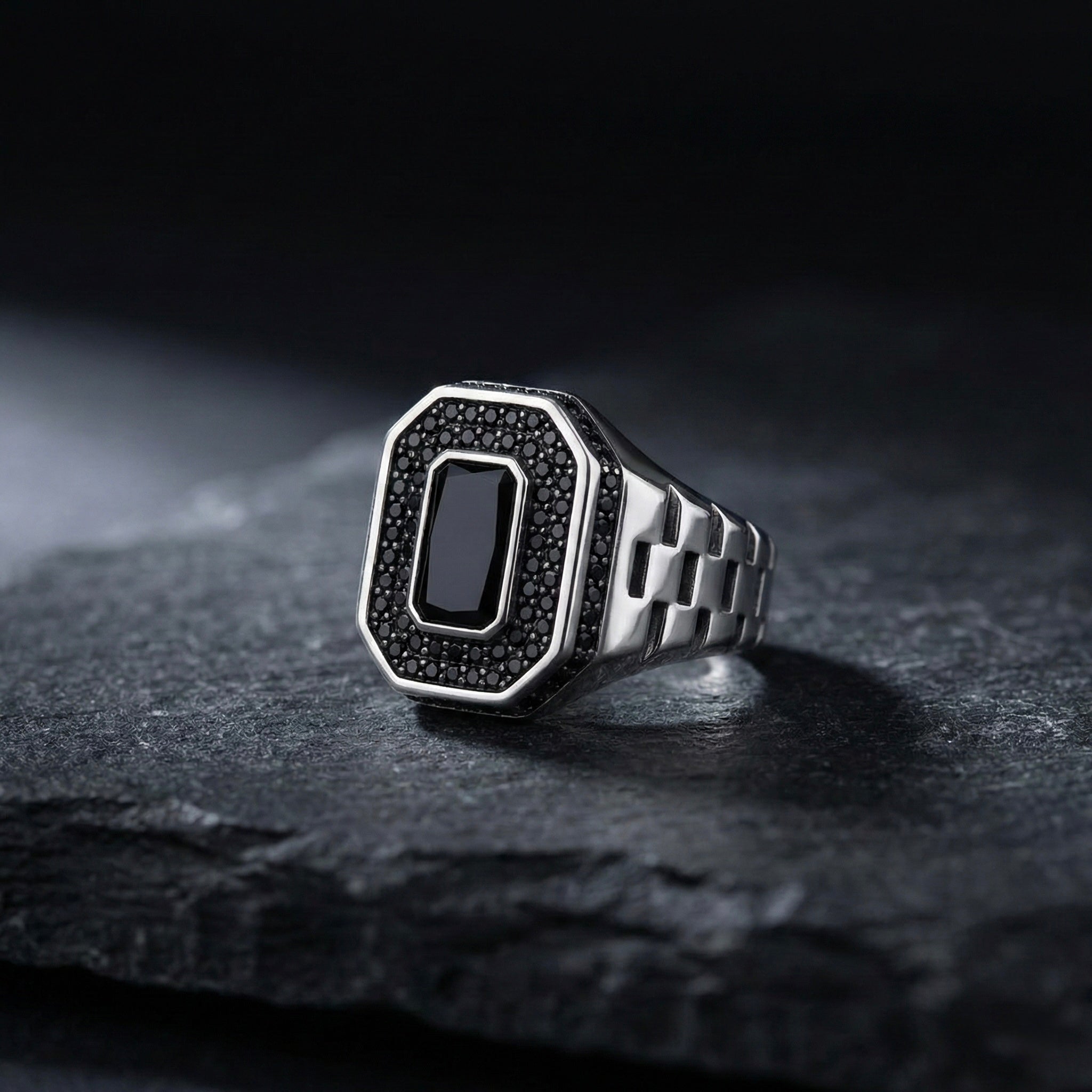 Onyx Pave Signet Ring