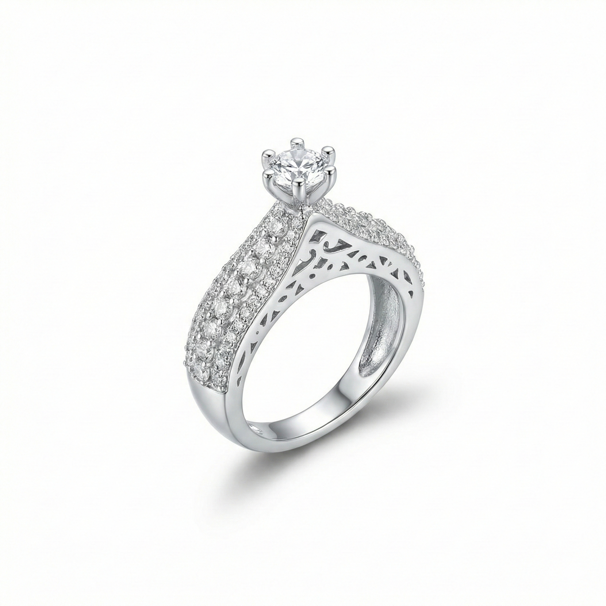 Adjustable Pavé Solitaire Statement Ring