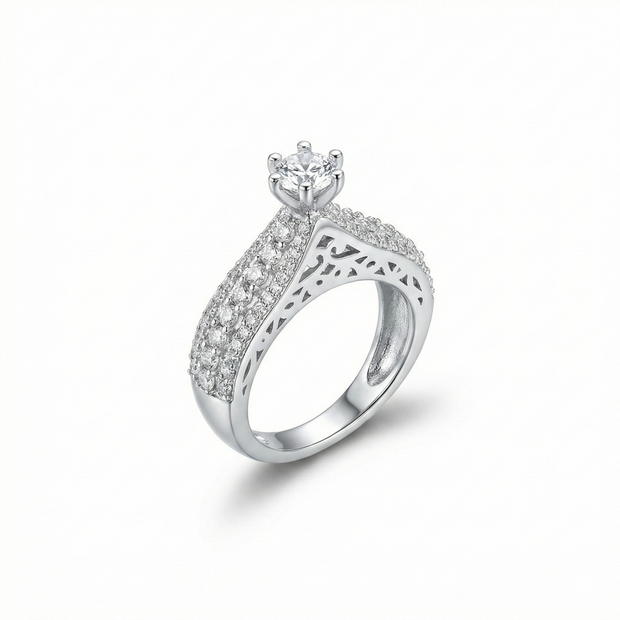 Adjustable Pavé Solitaire Statement Ring