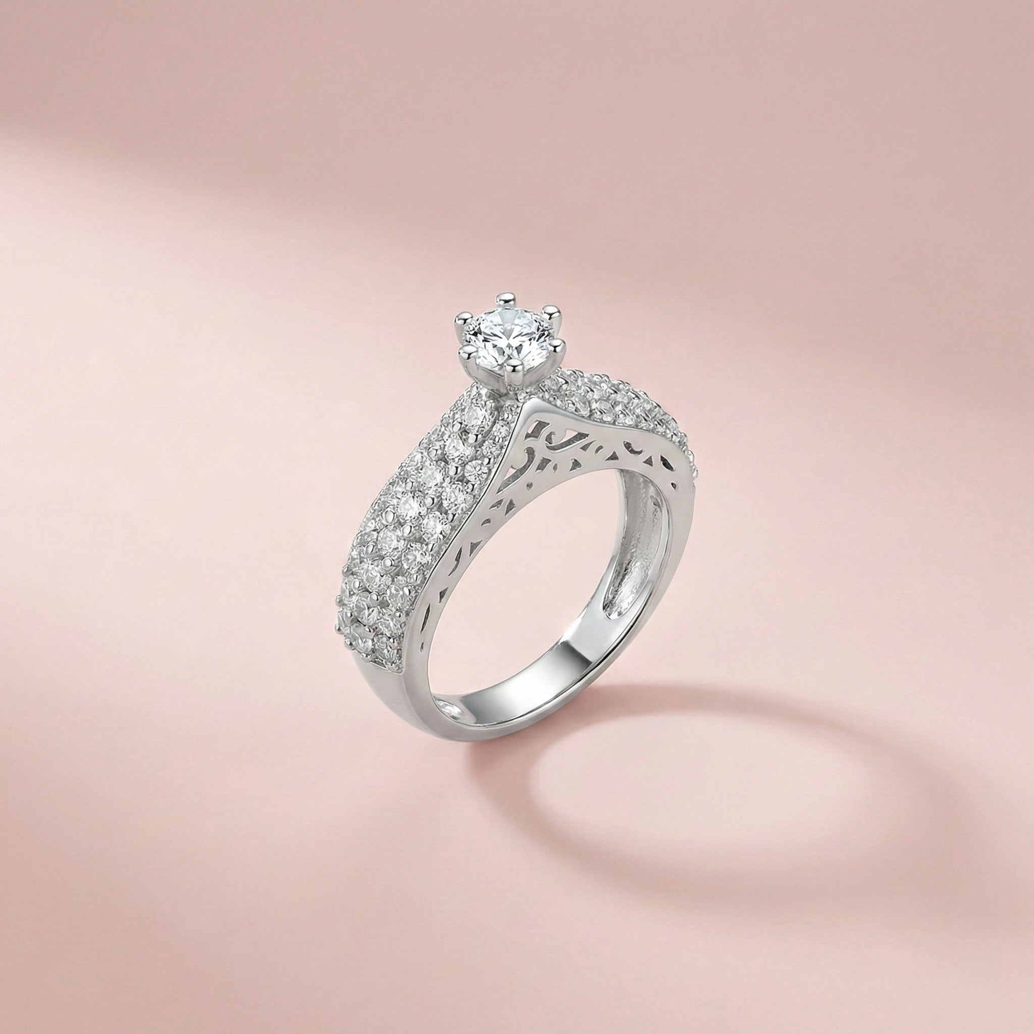 Adjustable Pavé Solitaire Statement Ring