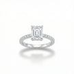 Emerald Cut Solitaire Pave Ring