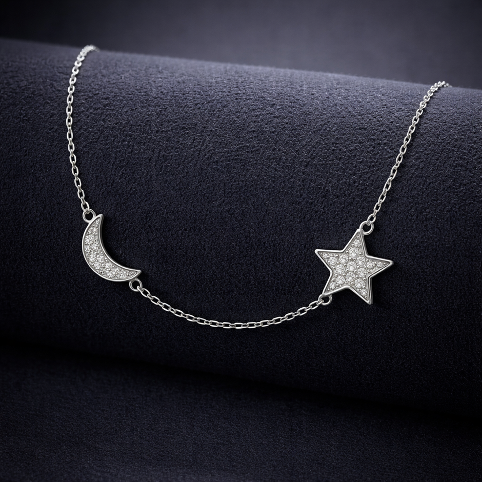 Celestial Moon & Star Pendant Necklace