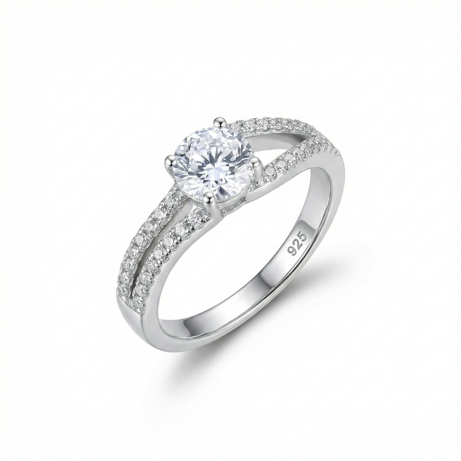 Round Solitaire Split Band Ring