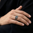 Dual-Onyx Scroll Signet Ring