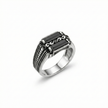 Dual-Onyx Scroll Signet Ring