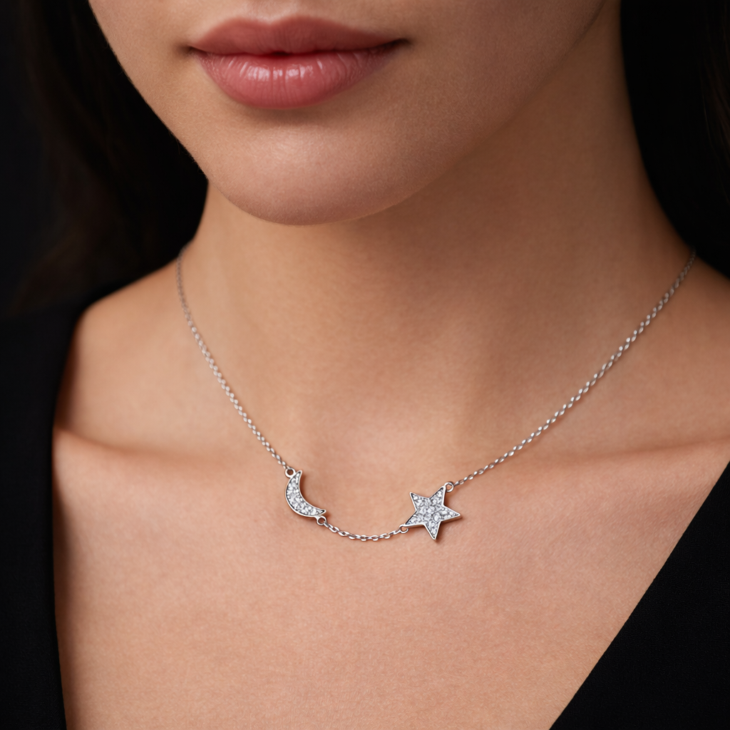 Celestial Moon & Star Pendant Necklace
