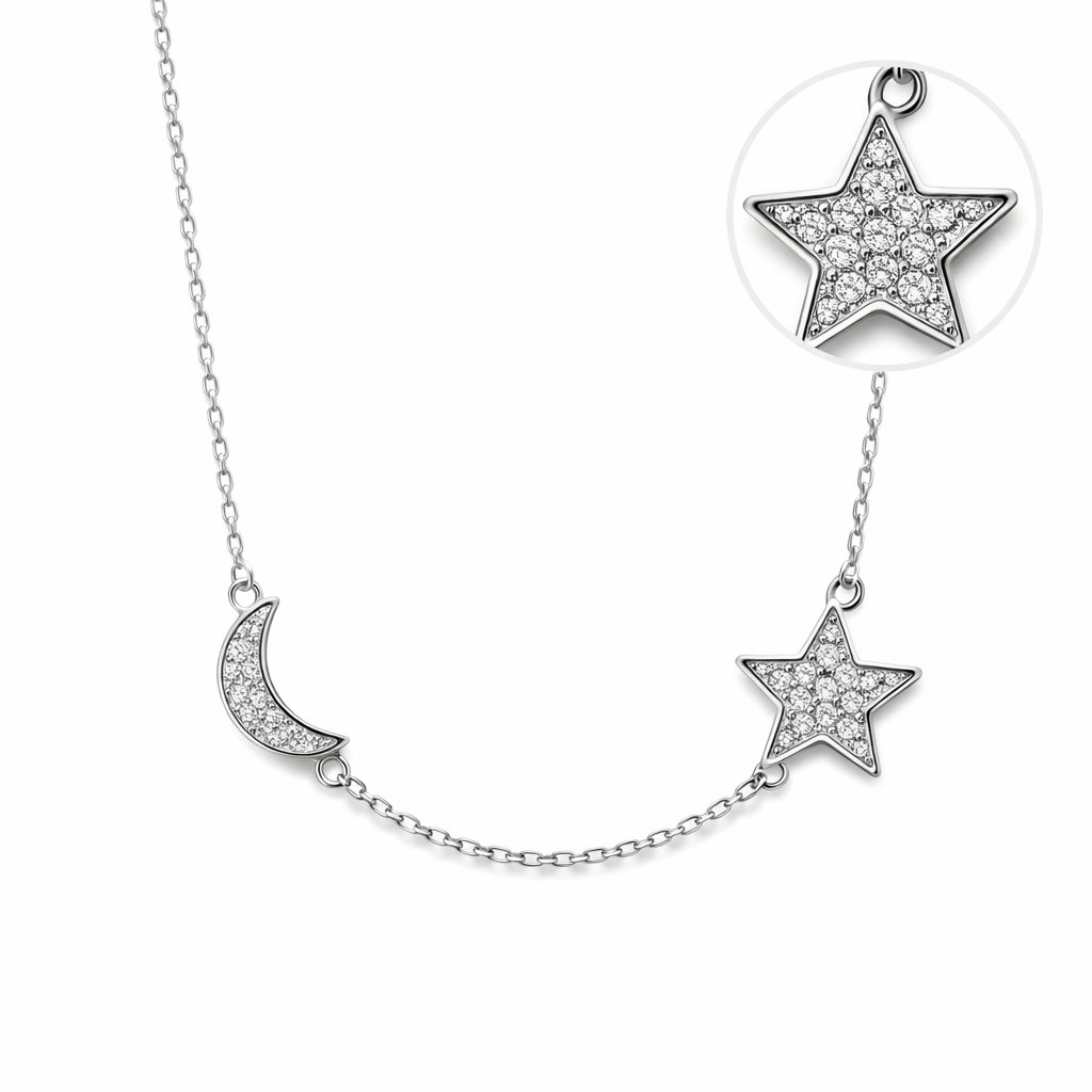 Celestial Moon & Star Pendant Necklace