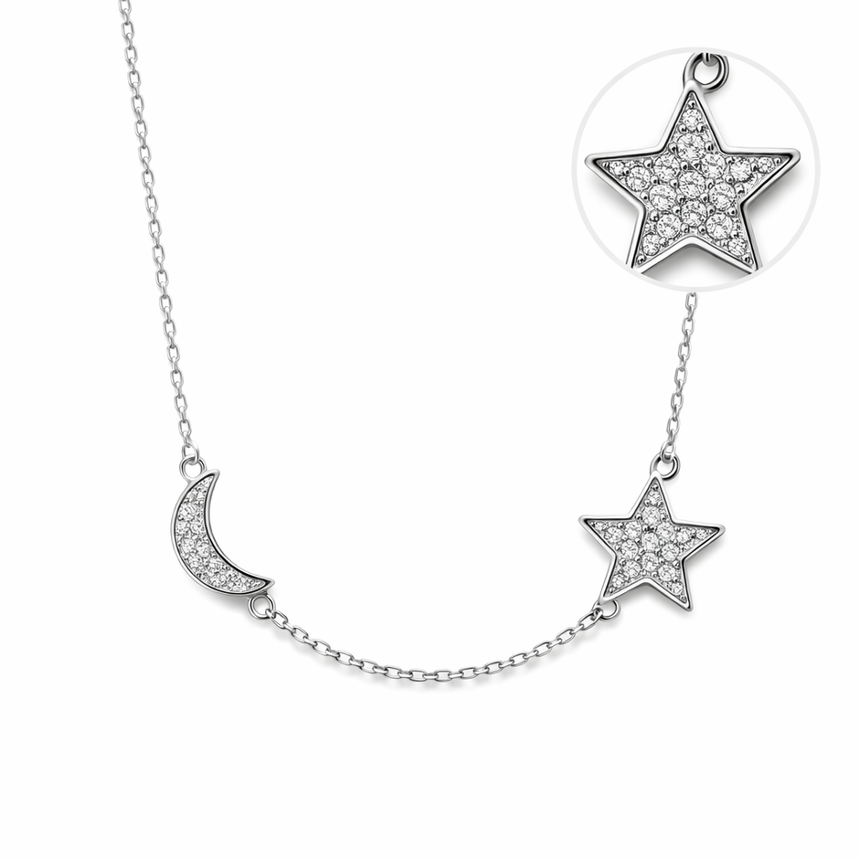 Celestial Moon & Star Pendant Necklace