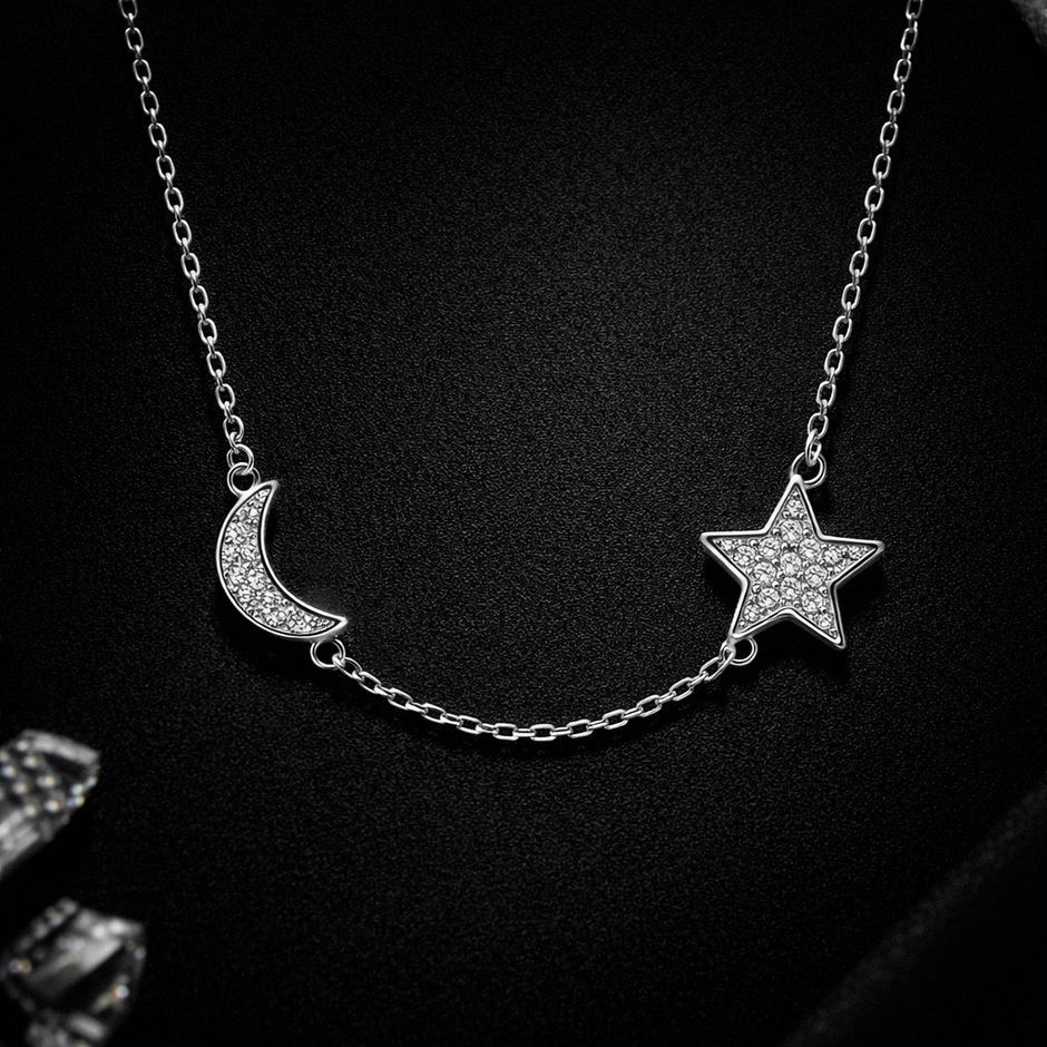 Celestial Moon & Star Pendant Necklace