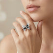 Butterfly Design Dual Tone Stone Ring