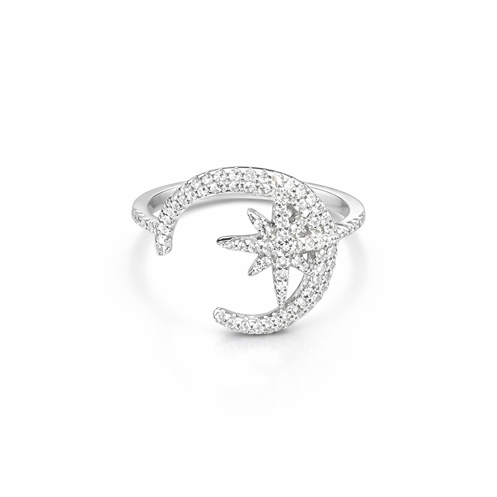 Celestial Moon Star Open Ring