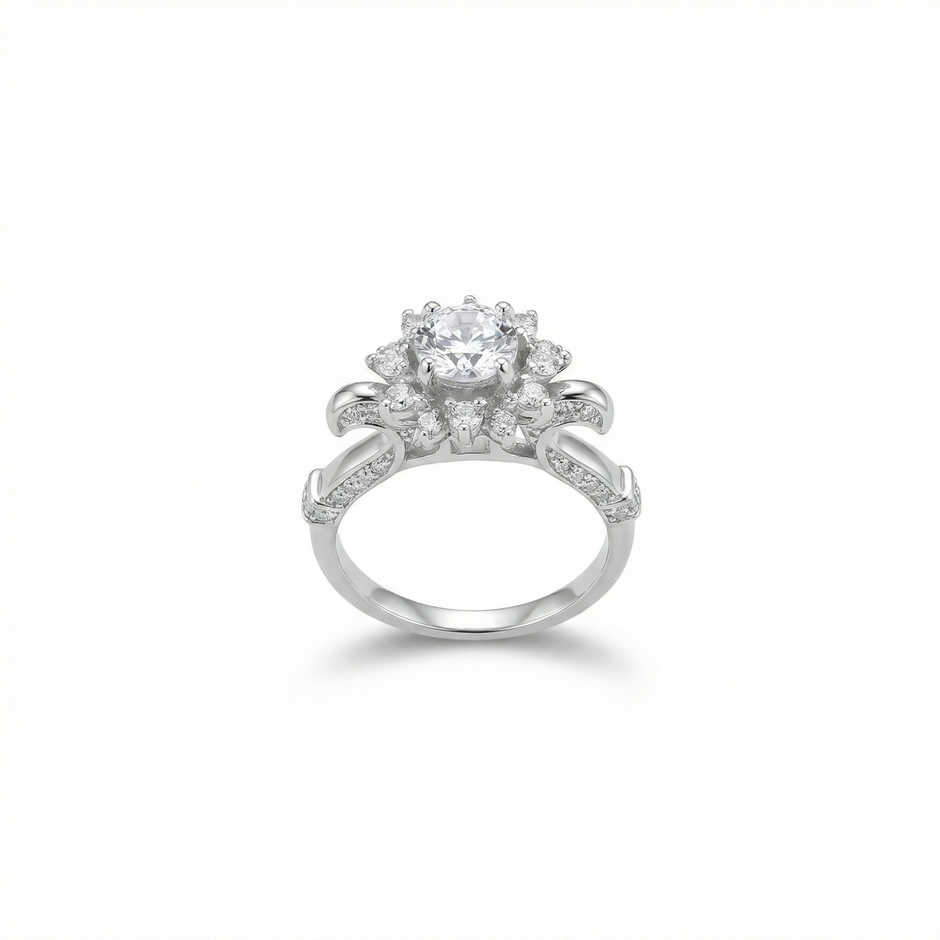 Adjustable Floral Halo Statement Ring