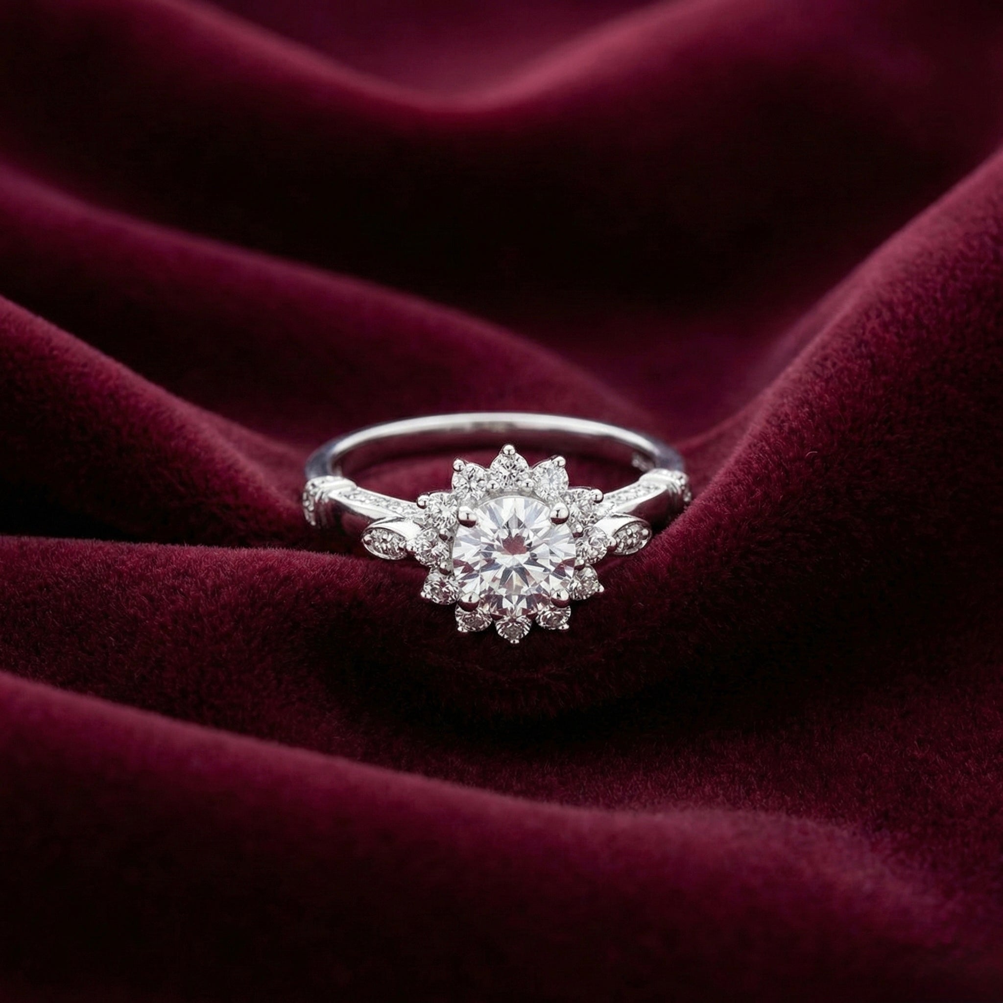 Adjustable Floral Halo Statement Ring