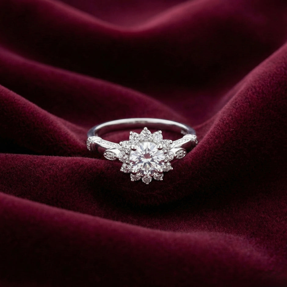 Adjustable Floral Halo Statement Ring
