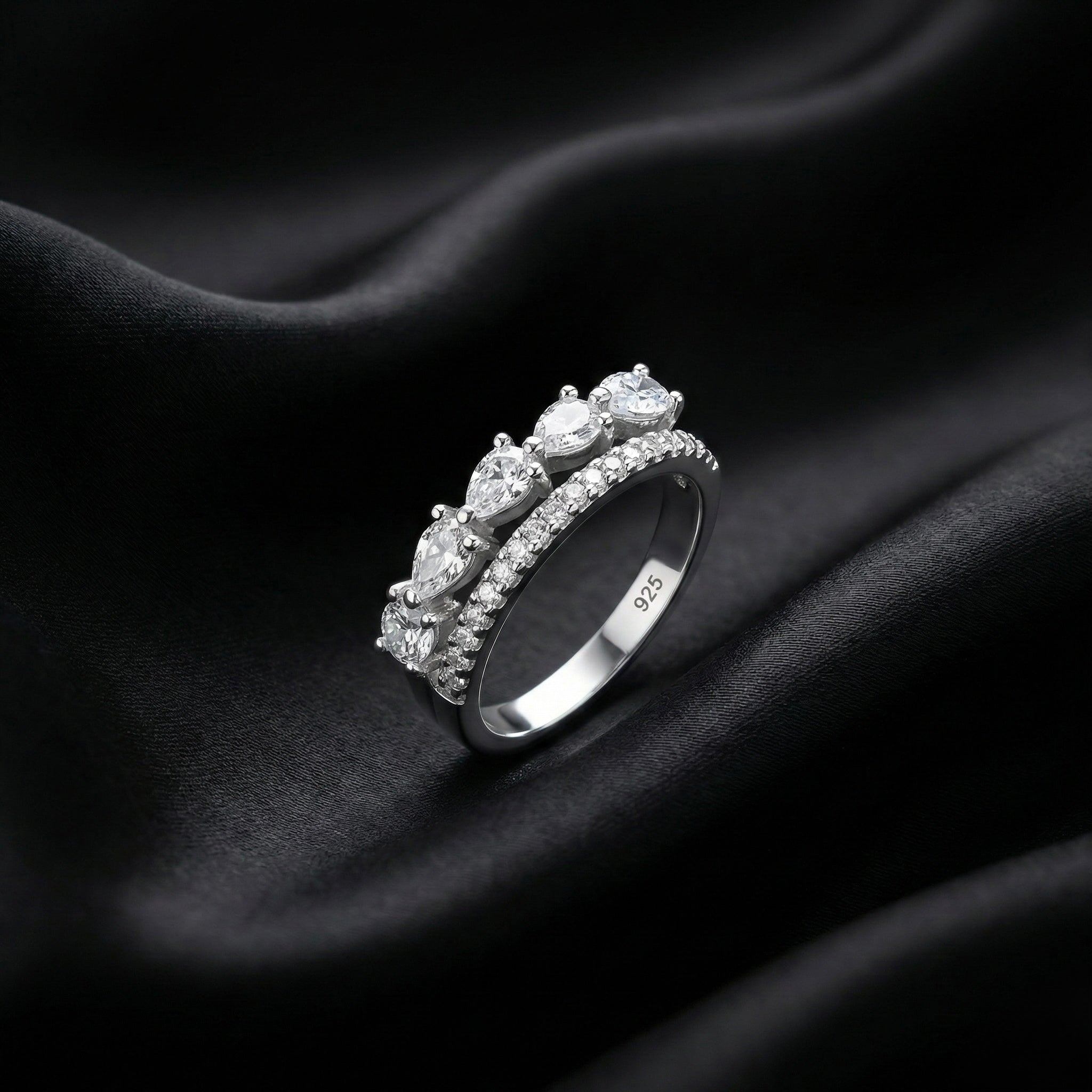 Marquise Cluster Pavé Band Ring