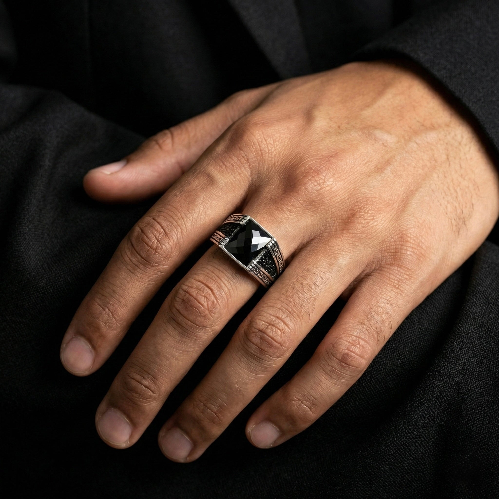 Grecian Onyx Square Signet Ring