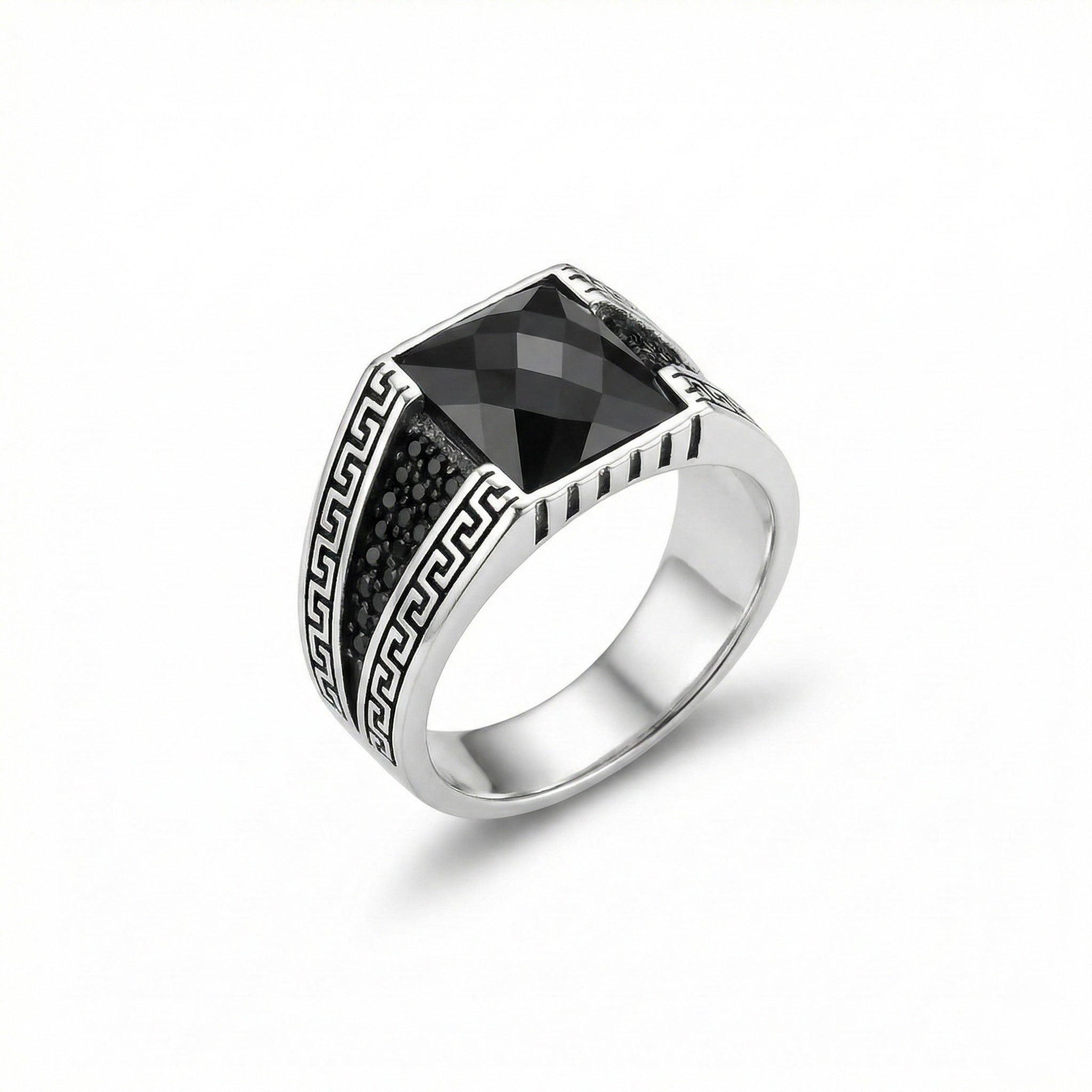 Grecian Onyx Square Signet Ring