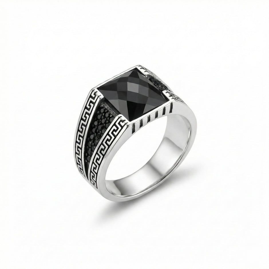 Grecian Onyx Square Signet Ring