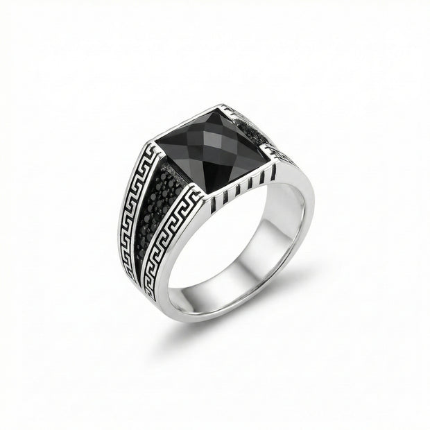 Grecian Onyx Square Signet Ring