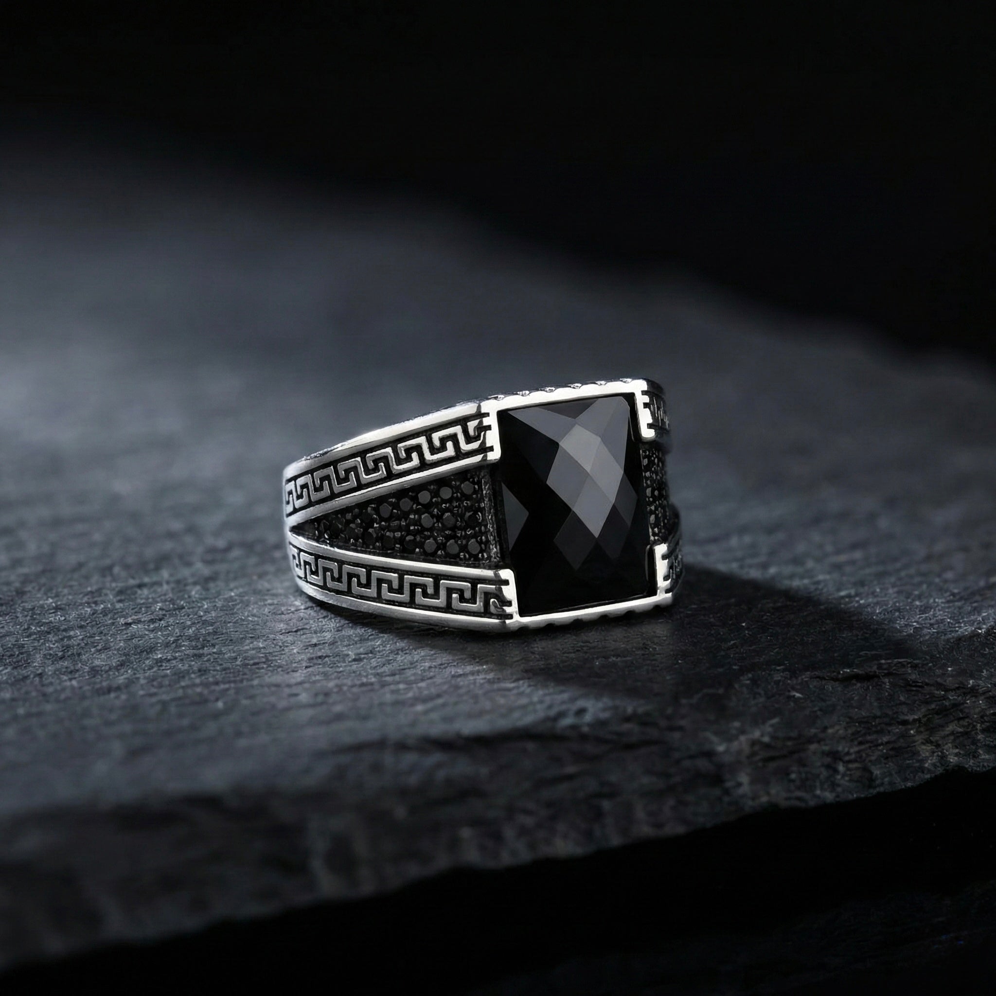Grecian Onyx Square Signet Ring