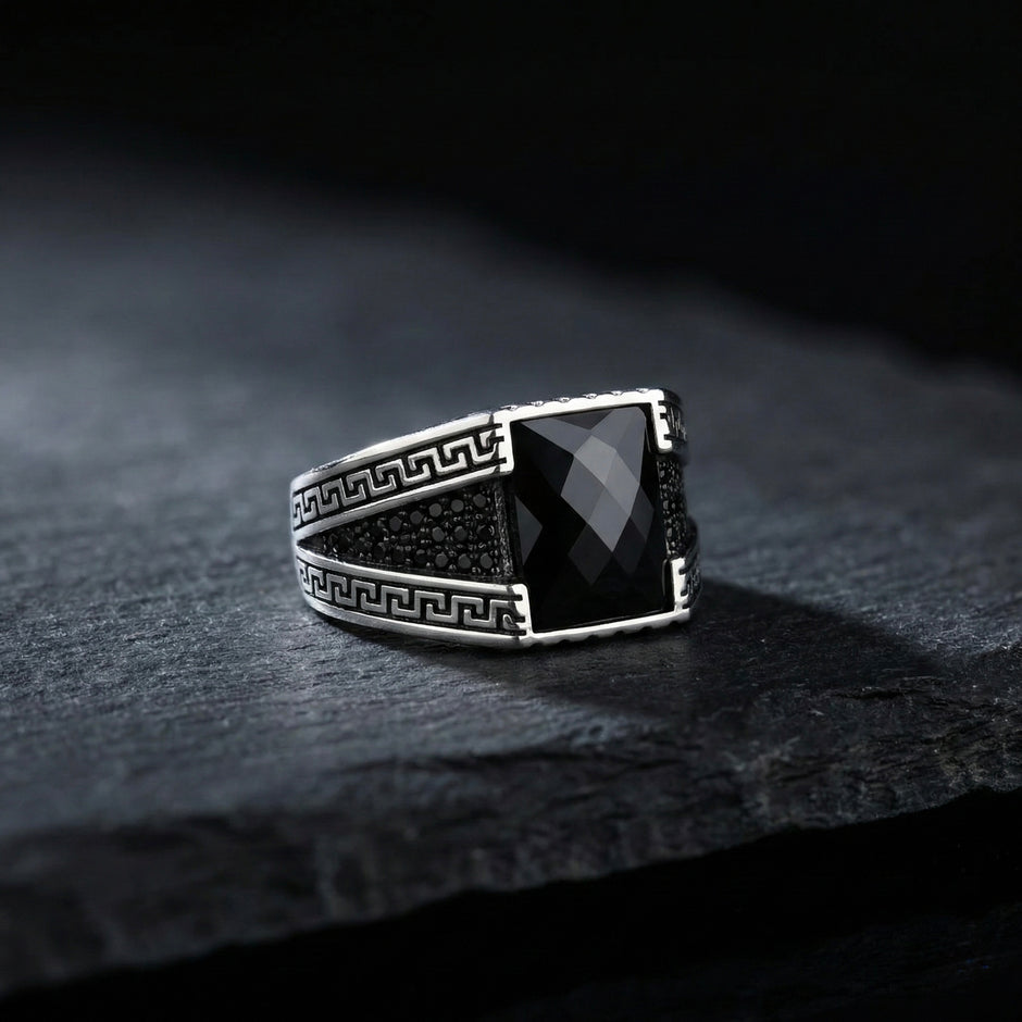 Grecian Onyx Square Signet Ring