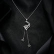 Celestial Crescent Moon Drop Pendant Necklace