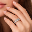 Adjustable Oval Five Stone Silver Ring