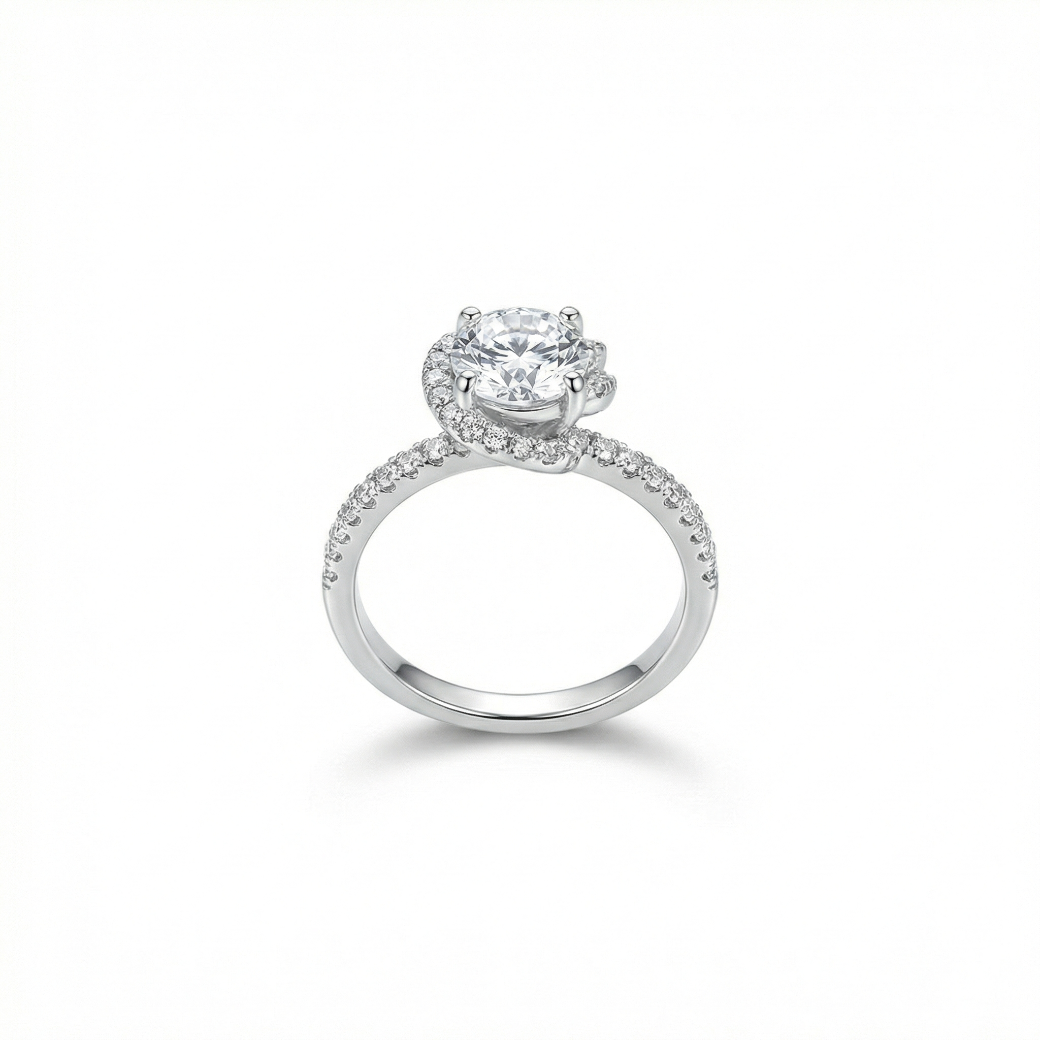 Adjustable Twisted Halo Solitaire Ring