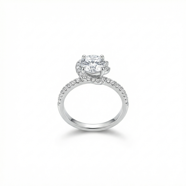 Adjustable Twisted Halo Solitaire Ring