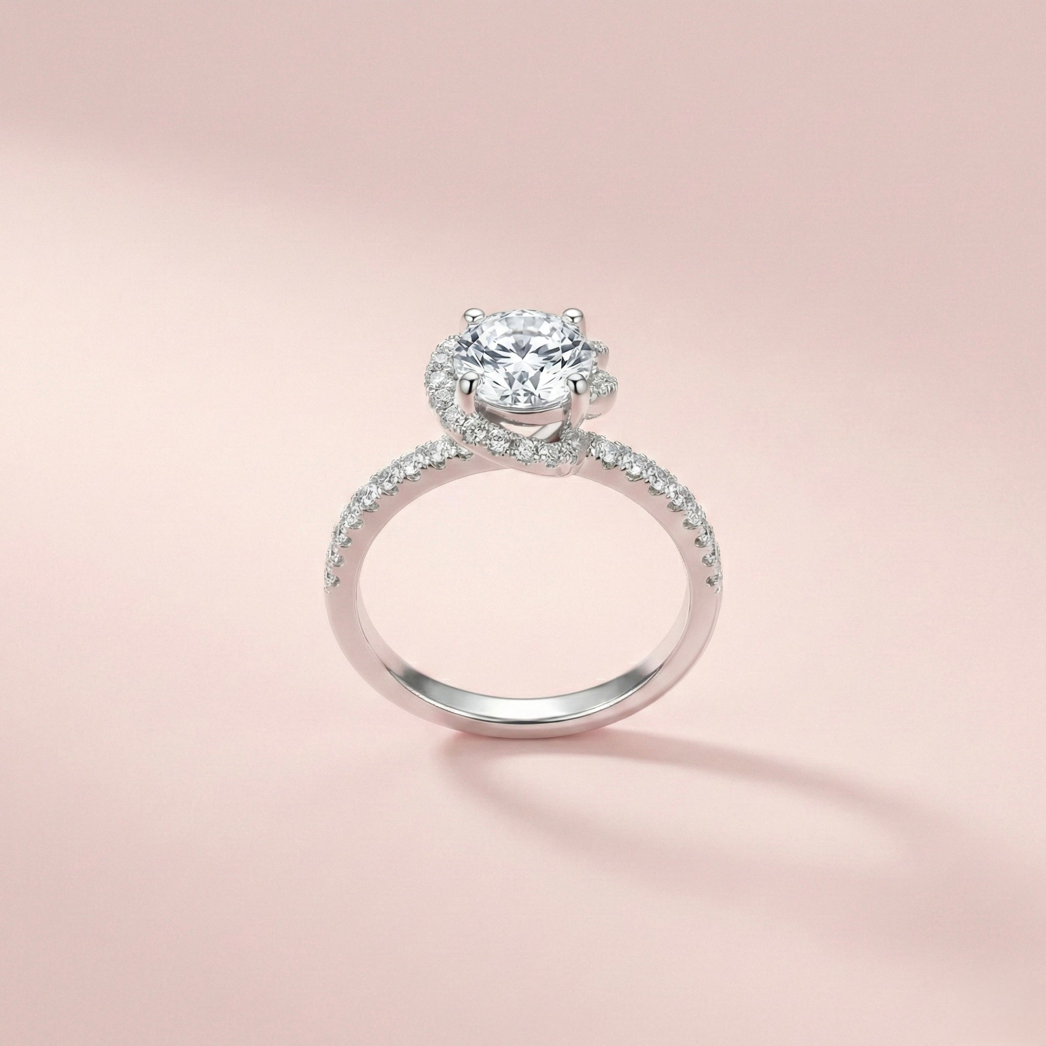 Adjustable Twisted Halo Solitaire Ring