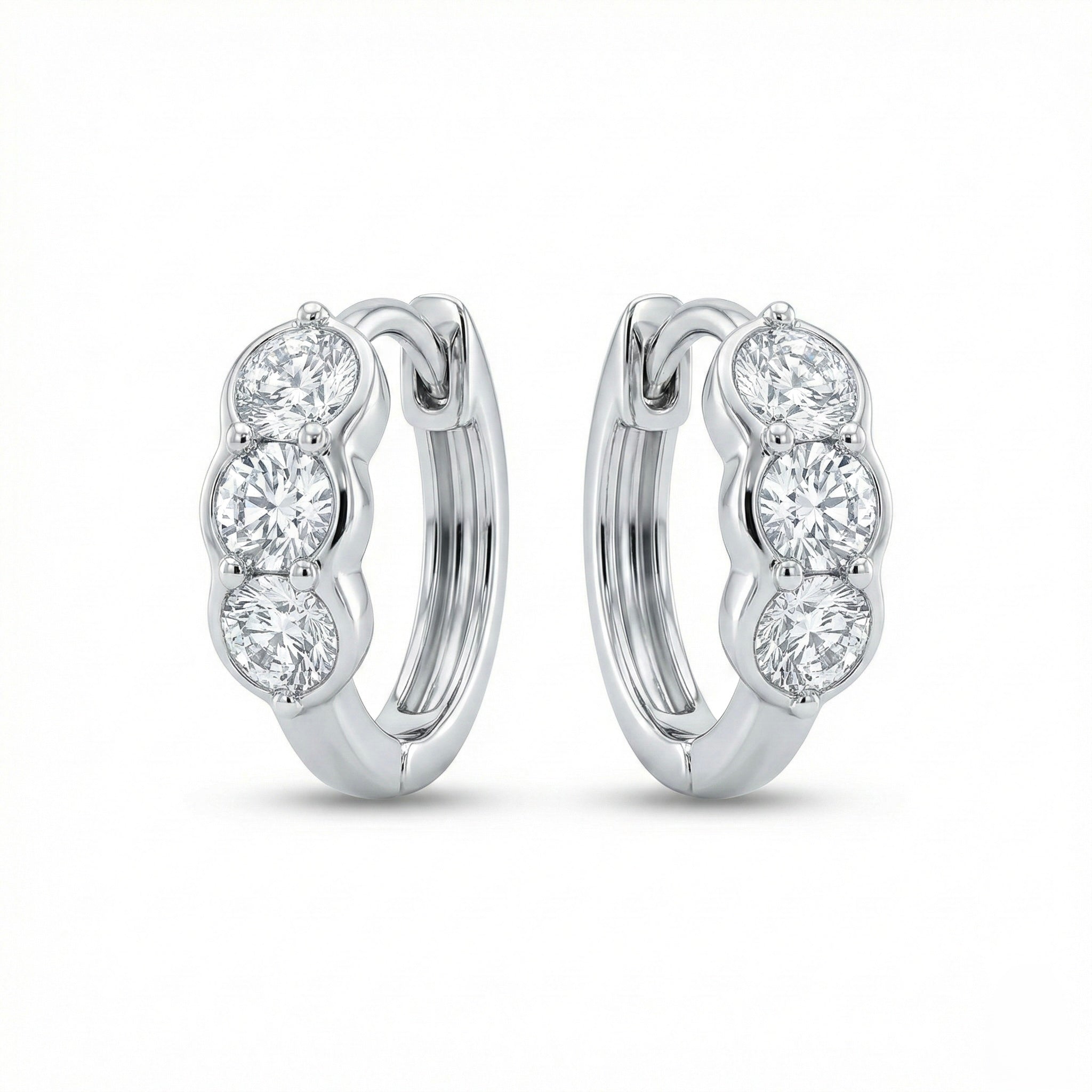 Three Stone Hoop Earrings
