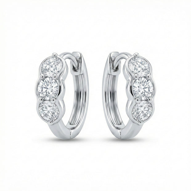 Three Stone Hoop Earrings