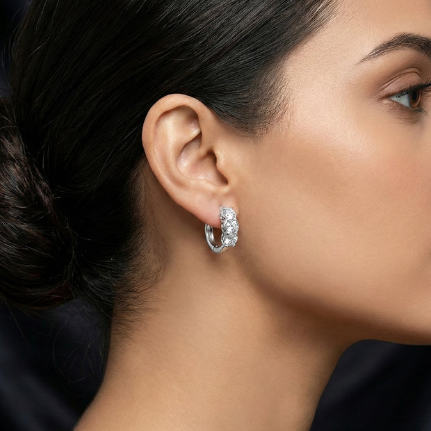 Three Stone Hoop Earrings