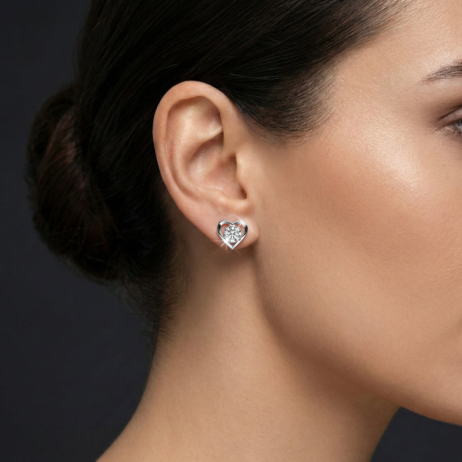 Elegant Heart Solitaire Stud Earrings