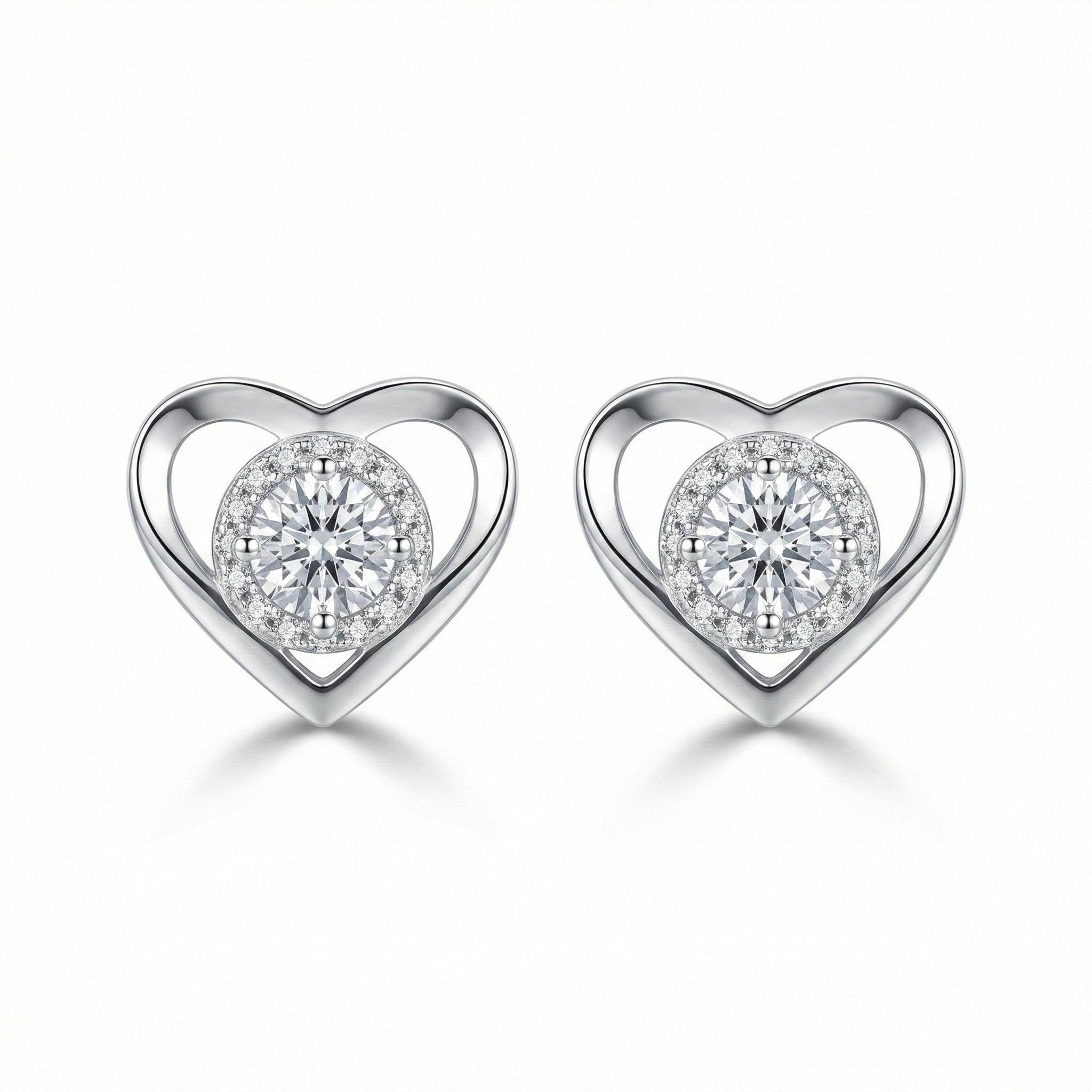 Elegant Heart Solitaire Stud Earrings