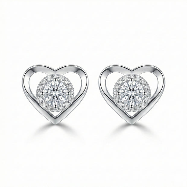 Elegant Heart Solitaire Stud Earrings