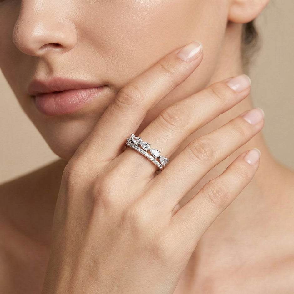Marquise Cluster Pavé Band Ring