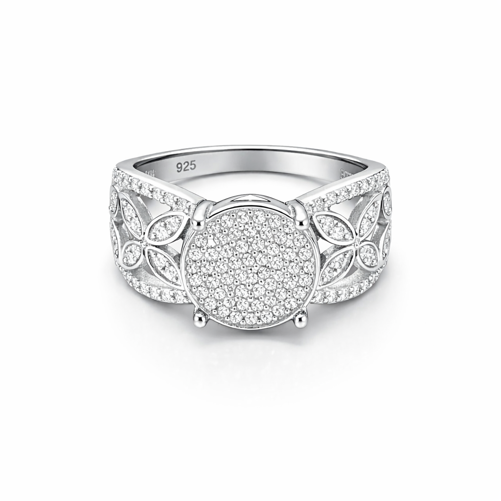 Floral Halo Statement Silver Ring